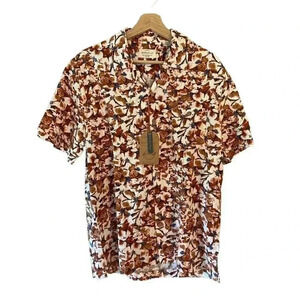 Weatherproof Shirt Mens M Brown Floral Washable Linen Blend Button Up NWT
